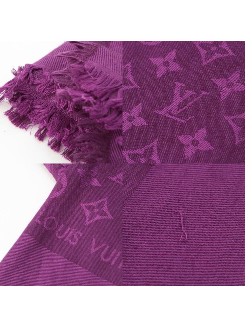 Louis Vuitton Silk Wool Monogram Shine Scarf Shawl Purple - Picture 8 of 10